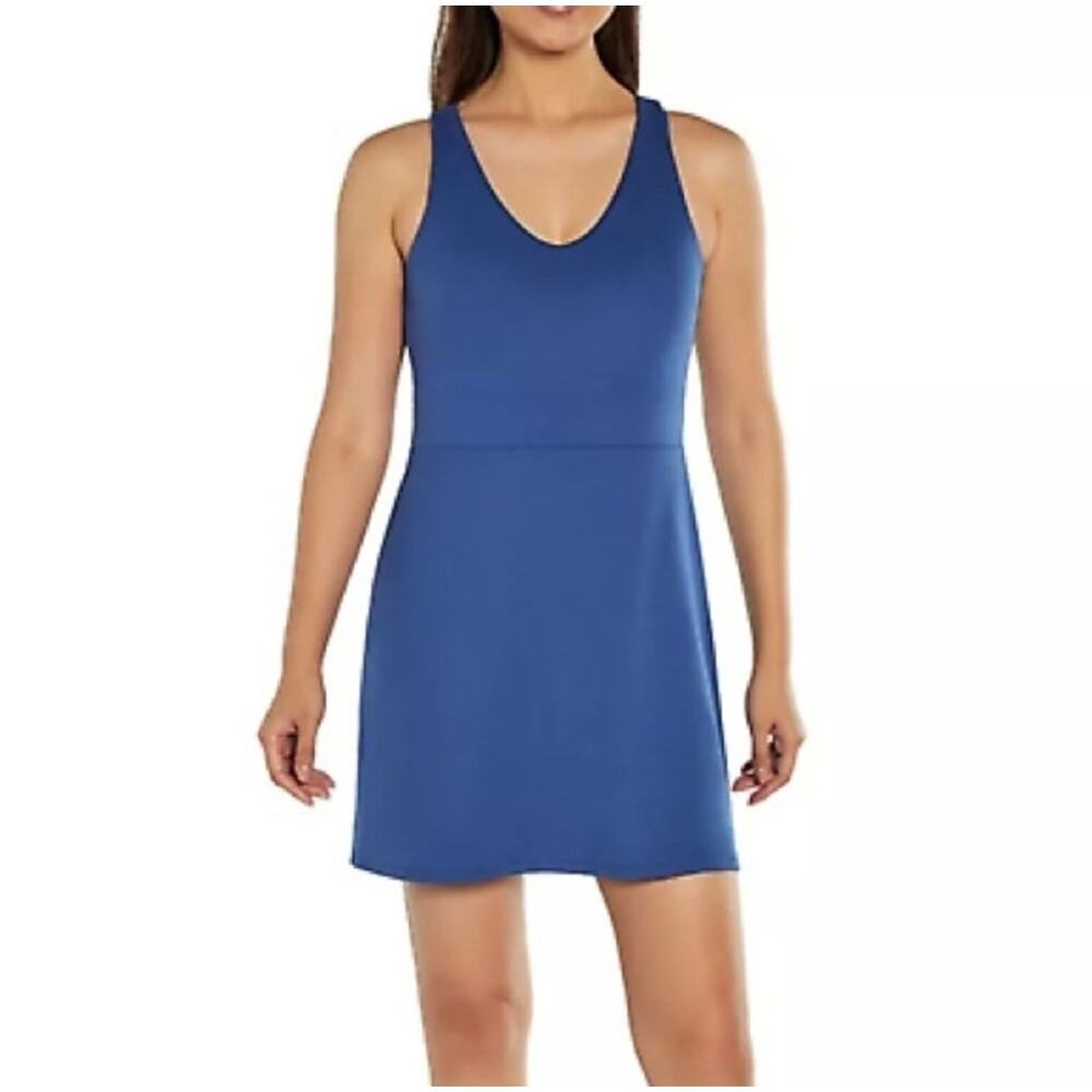 GapFit Active Tank Dress Blue Sleeveless Athletic Pocket Women's L MSRP $69.95